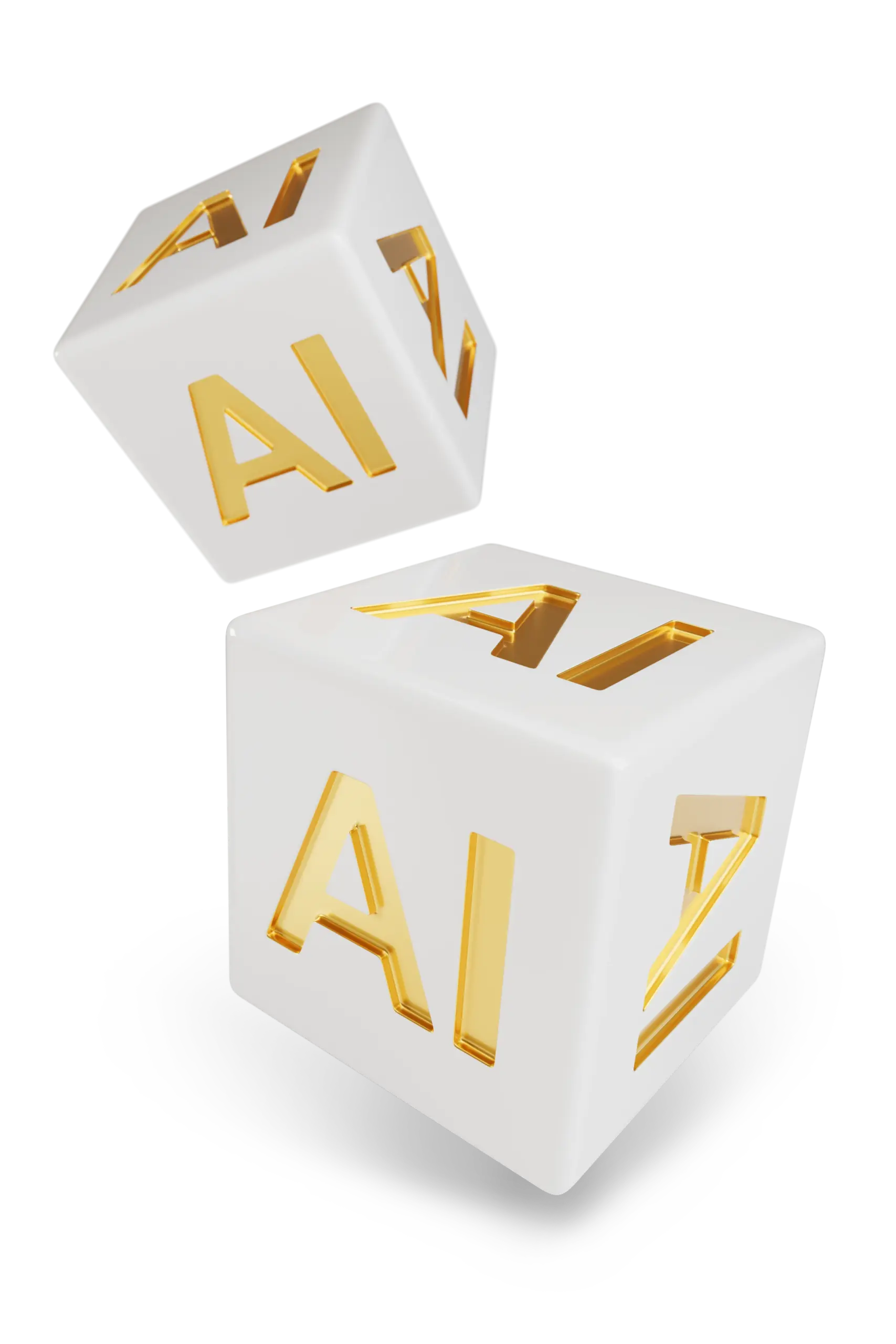 3D Gold and White AI Dice