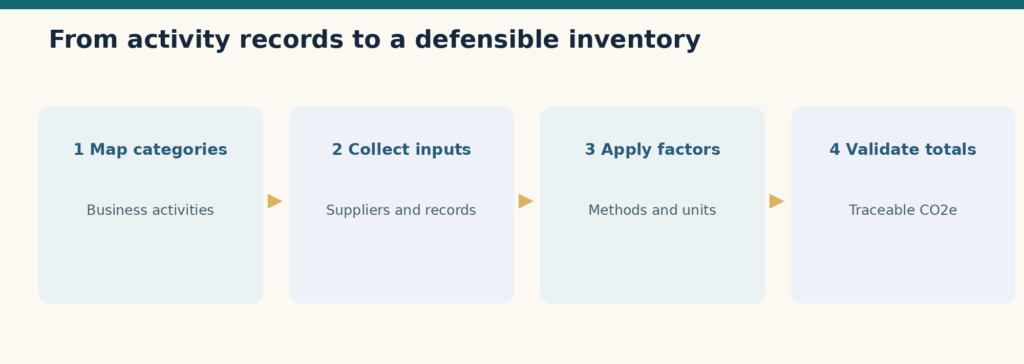 scope 3 emissions calculation workflow from data collection to review